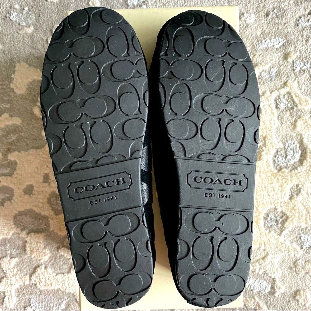Coach Anita monogram embossed suede & shearling moccasins - Picture 4 of 7